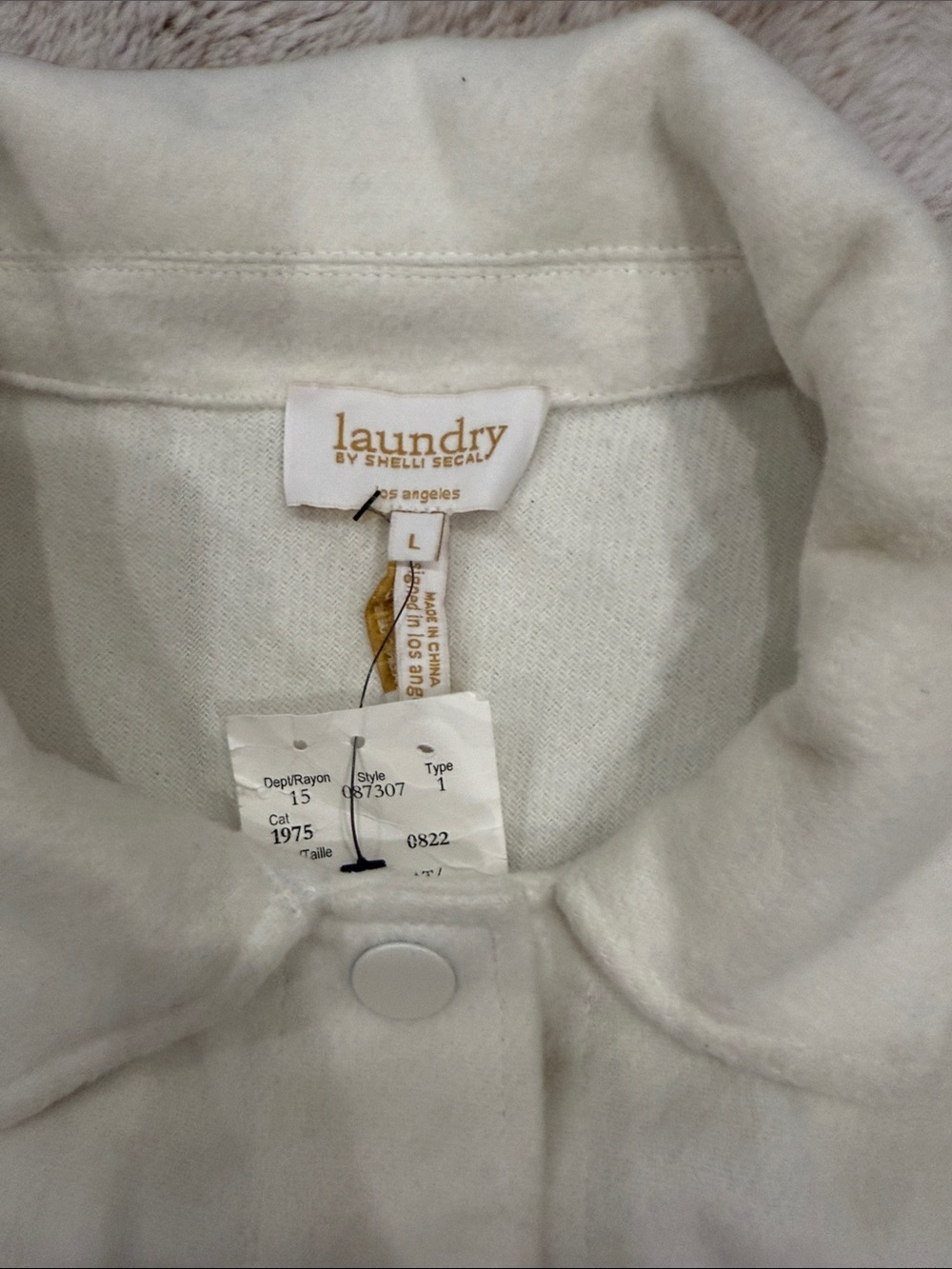 Cream Button-Front Belted Shacket - Picture 2 of 3